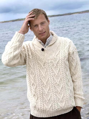 Aran Shawl Collar Sweater