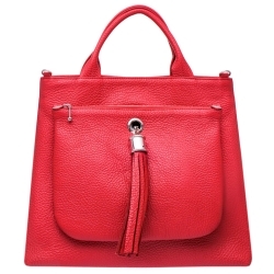 Dahlia Tote in Red Leather