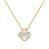 Gold Plated Mother of Pearl Gemstone Clover Earrings