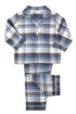 Boys Birley Check winter PJs in Grey, Teal and winter white