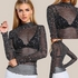 Womens Sexy Slim Stars Sequins Mesh Sheer Blouse Shirt Leotard Tops Ladies Long Sleeve Summer Party Jumper Tops Sunsuit Clothes