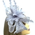 Fan Design Silver Fascinator With Feather Flower