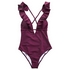 Burgundy Ruffle Cross Backless Swimsuit